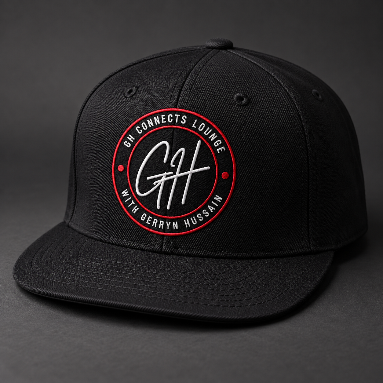Black GH Connects Lounge snapback cap with embroidered GH badge.