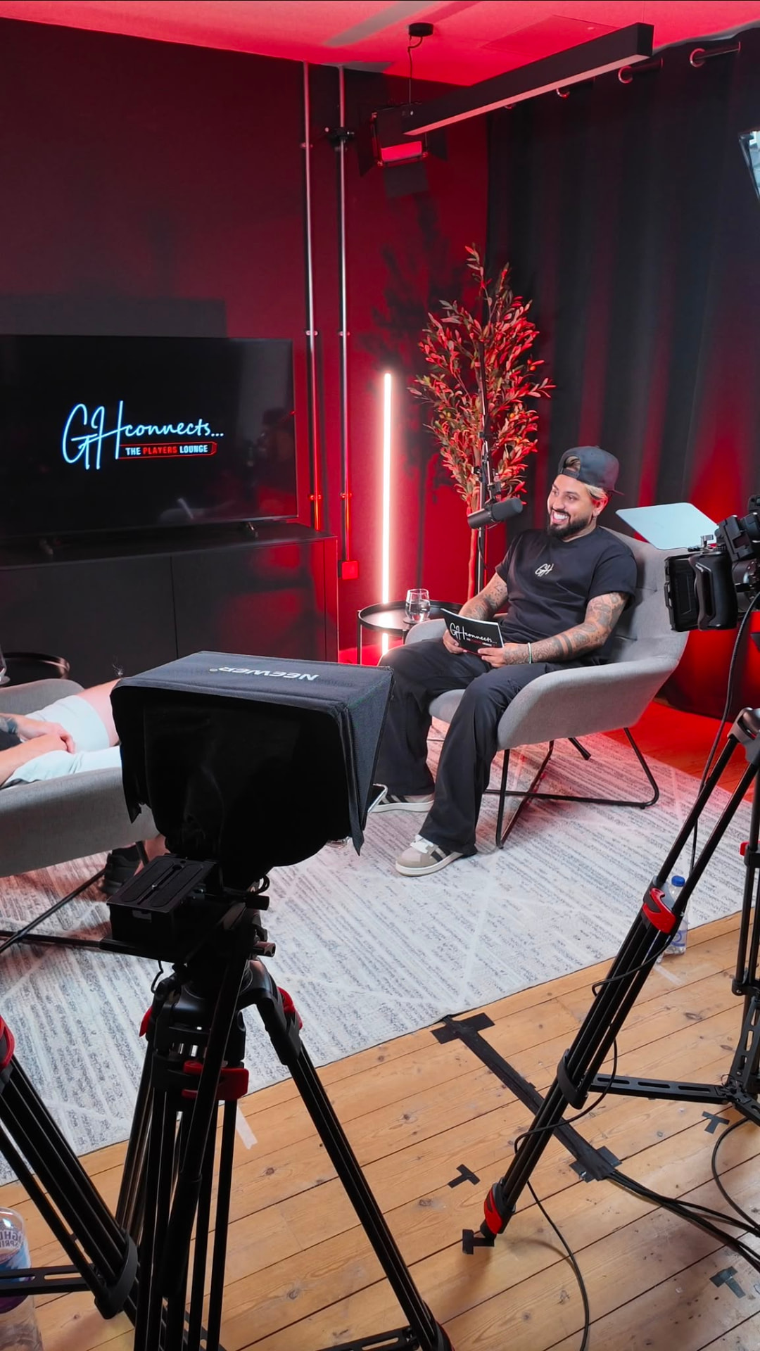 Gerryn Hussain filming GH Connects in the studio