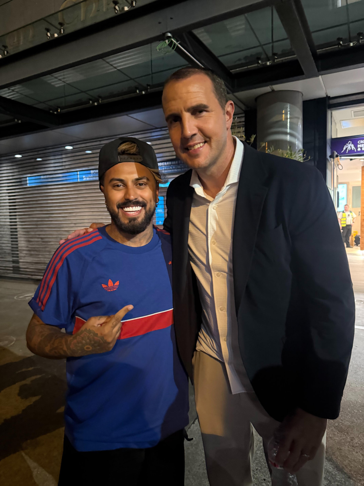 Gerryn Hussain with John O'Shea outside Croke Park
